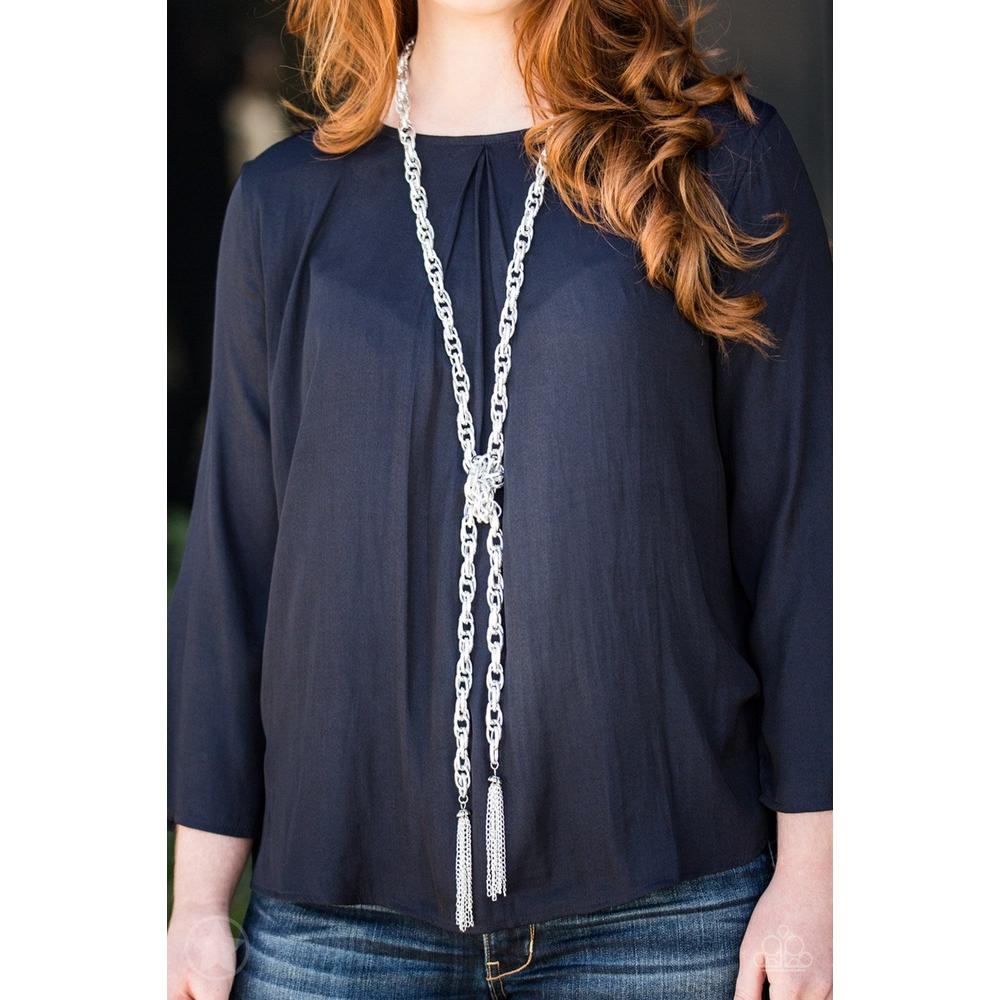 SCARFed for Attention - Silver Necklace - Paparazzi - Dare2bdazzlin N Jewelry