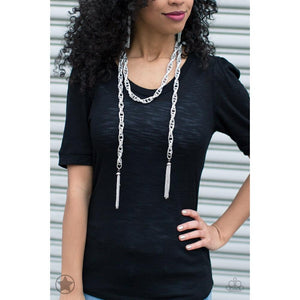 SCARFed for Attention - Silver Necklace - Paparazzi - Dare2bdazzlin N Jewelry