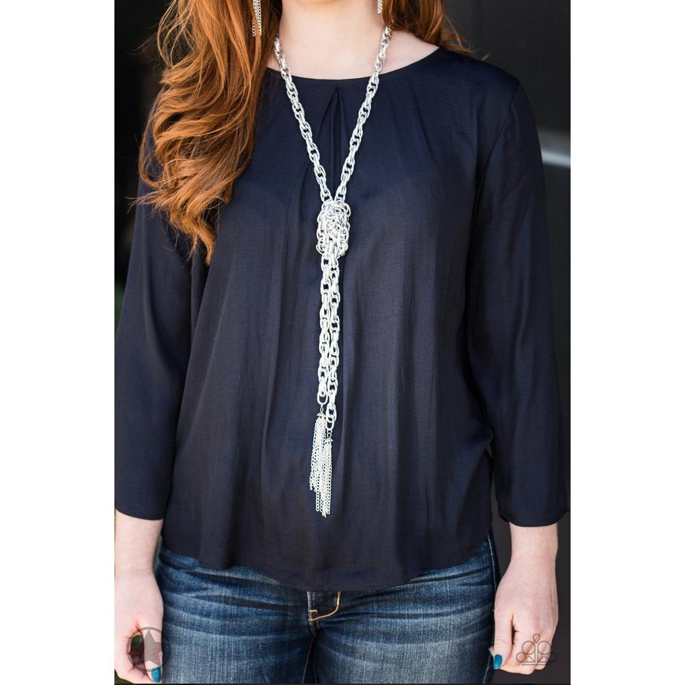 SCARFed for Attention - Silver Necklace - Paparazzi - Dare2bdazzlin N Jewelry