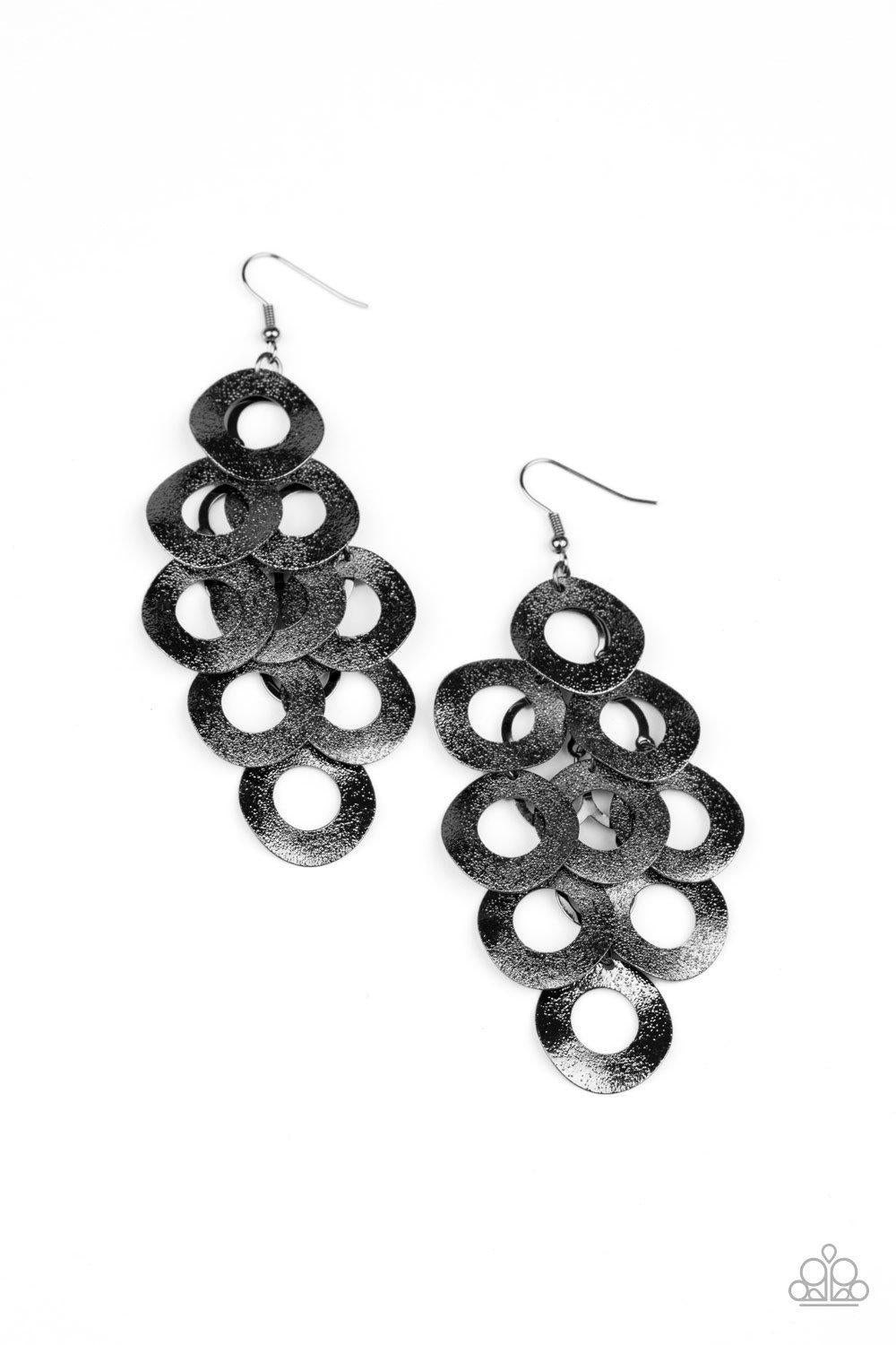 Scattered Shimmer Black Earring - Paparazzi - Dare2bdazzlin N Jewelry