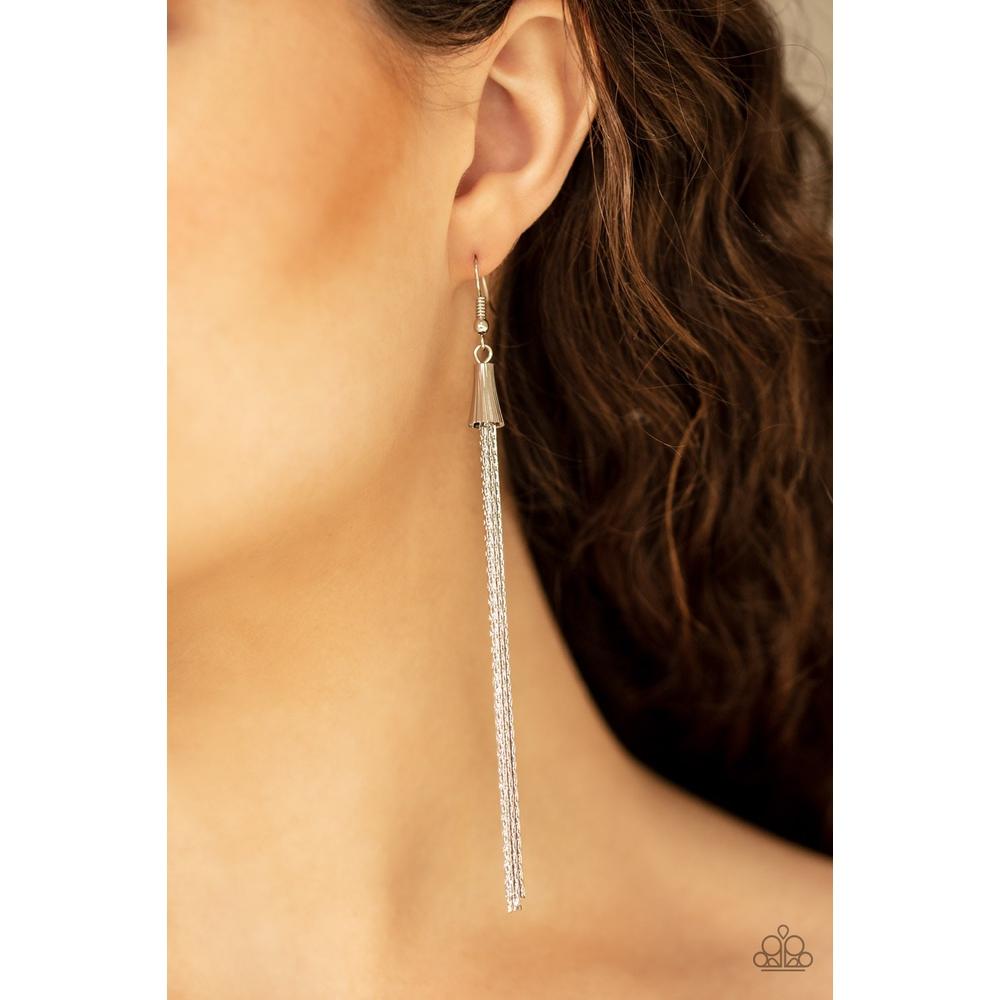 Shimmery Streamers - Silver Earring - Paparazzi - Dare2bdazzlin N Jewelry
