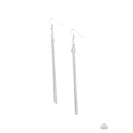 Shimmery Streamers - Silver Earring - Paparazzi - Dare2bdazzlin N Jewelry