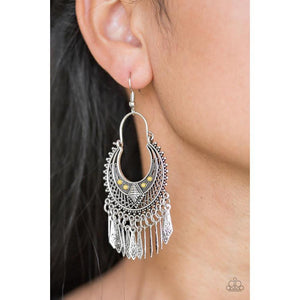 Silver/Yellow beads and Fringe Earrings - Paparazzi - Dare2bdazzlin N Jewelry