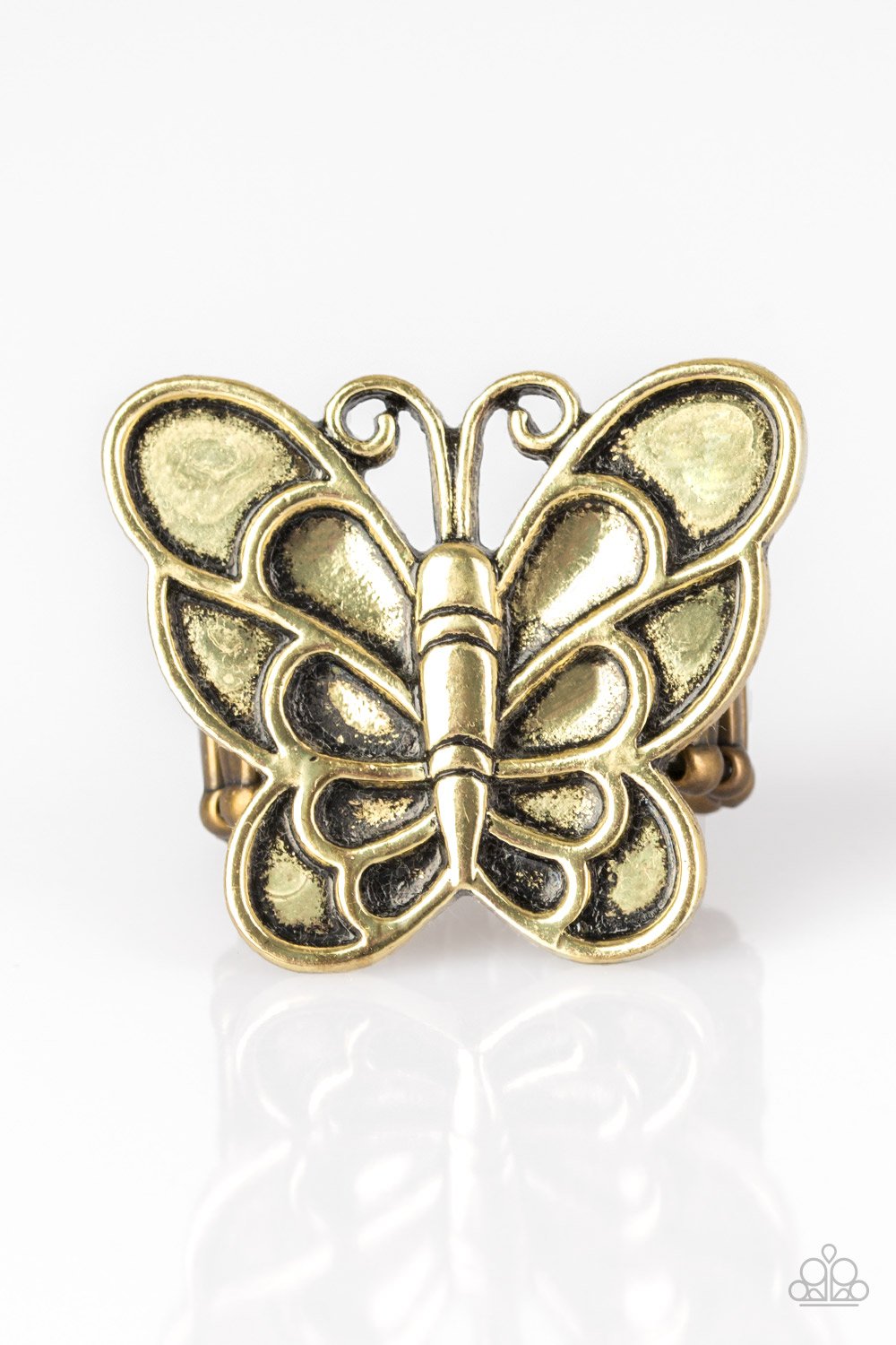 Sky High Butterfly - Brass Ring - Paparazzi - Dare2bdazzlin N Jewelry