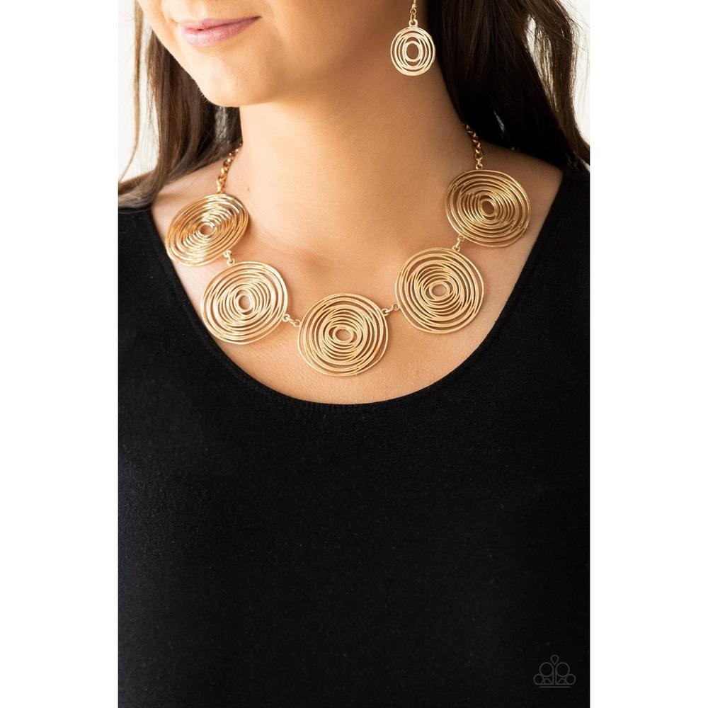 Sol Mates Gold Necklace  - Paparazzi - Dare2bdazzlin N Jewelry