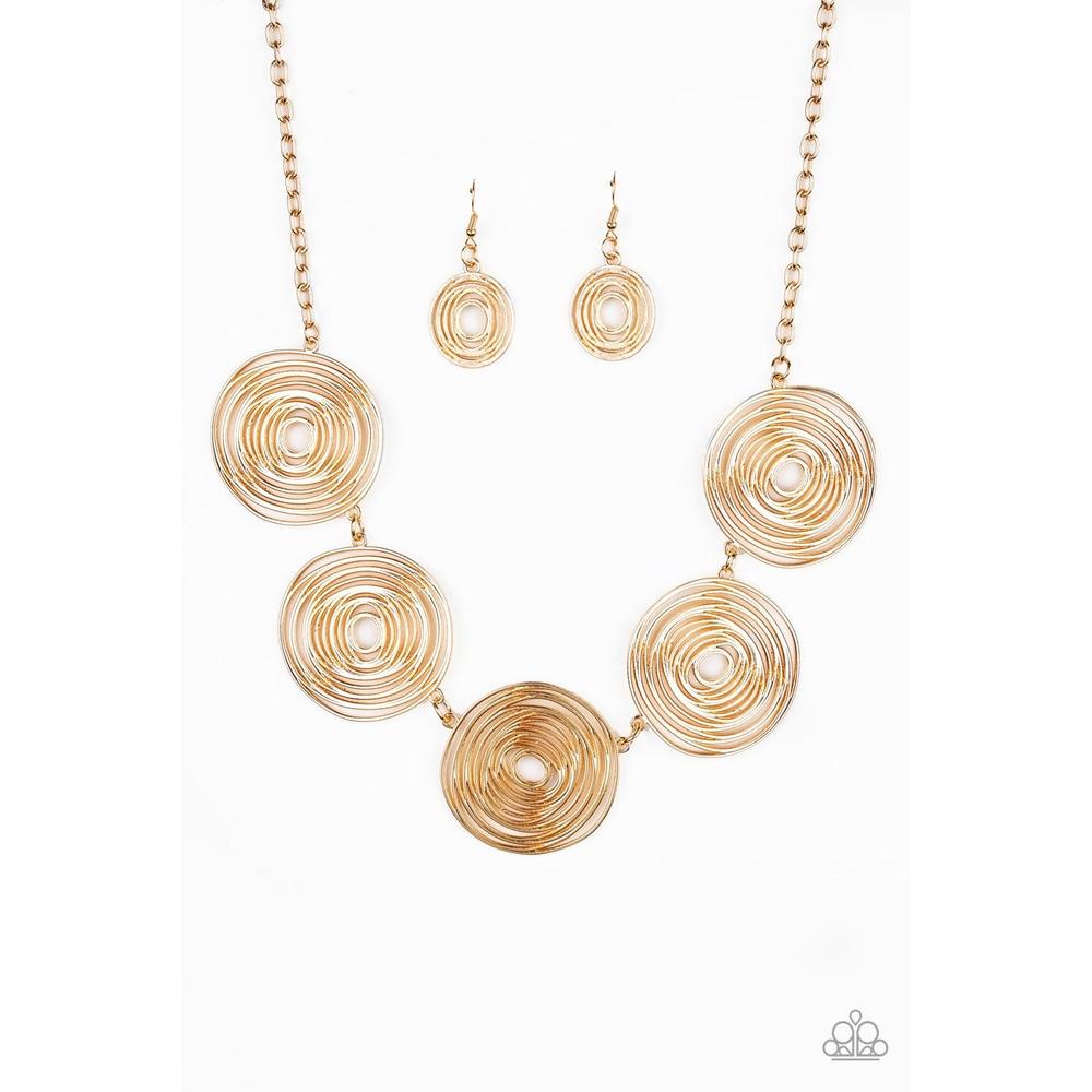 Sol Mates Gold Necklace  - Paparazzi - Dare2bdazzlin N Jewelry