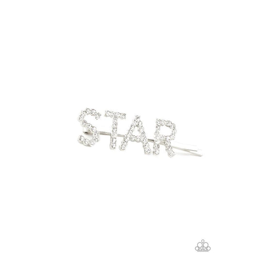 Star In Your Own Show - White - Hair Clip - Paparazzi - Dare2bdazzlin N Jewelry