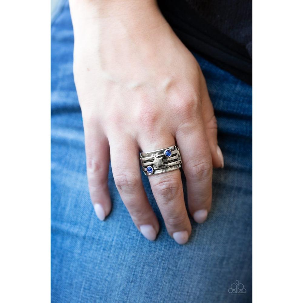 Stars and Stripes Blue Ring - Paparazzi - Paparazzi - Dare2bdazzlin N Jewelry