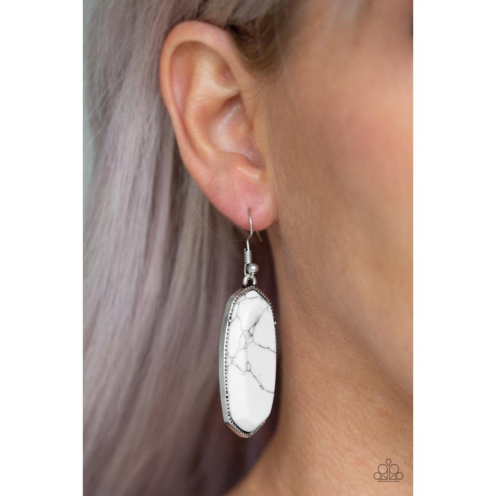 Stone Quest White Earrings - Paparazzi - Dare2bdazzlin N Jewelry