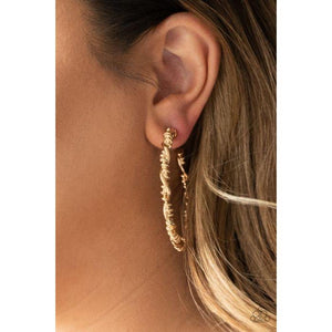 Street Mob Gold Earrings - Paparazzi - Dare2bdazzlin N Jewelry