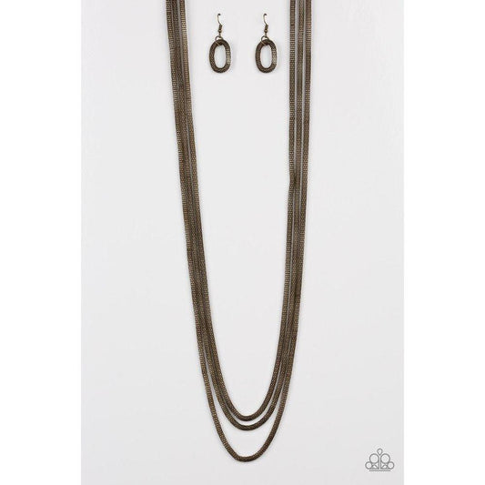 Street Sweep - Brass Necklace - Paparazzi - Dare2bdazzlin N Jewelry