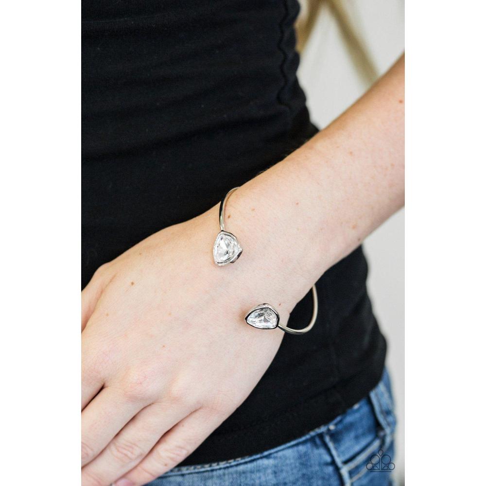Stunning Standout - White Cuff Bracelet - Paparazzi - Paparazzi - Dare2bdazzlin N Jewelry