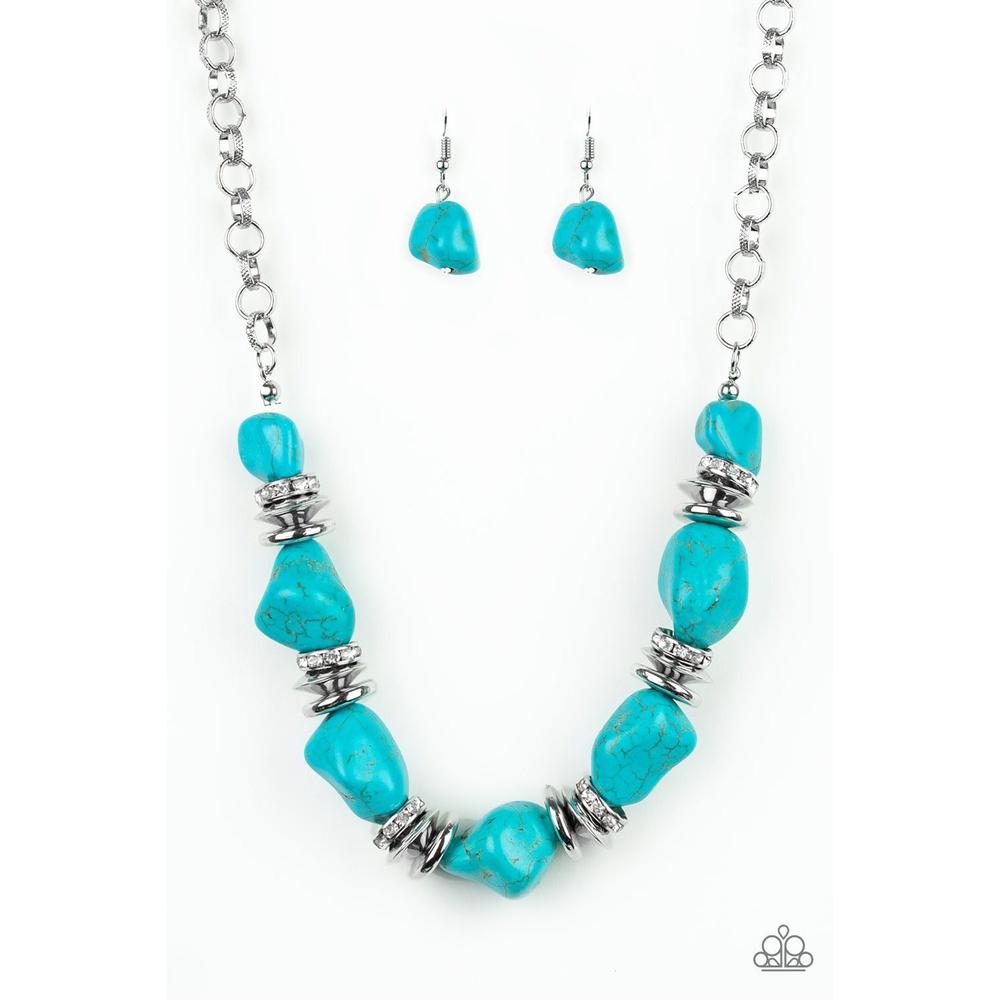 Stunningly Stone Age Blue Necklace - Paparazzi - Dare2bdazzlin N Jewelry