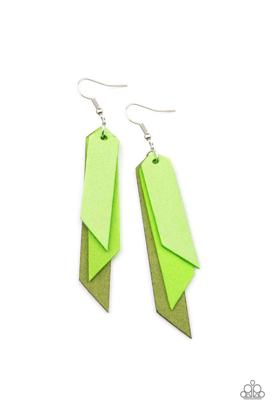 Suede Shade Green Earring - Paparazzi - Dare2bdazzlin N Jewelry