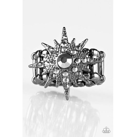 Super Stellar Black Ring - Paparazzi - Paparazzi - Dare2bdazzlin N Jewelry