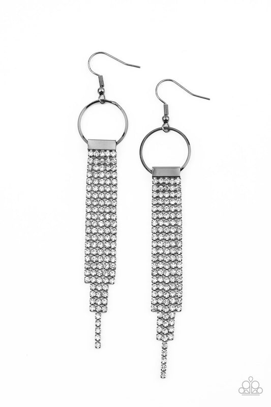 Tapered Twinkle - Black Earring - Paparazzi - Dare2bdazzlin N Jewelry