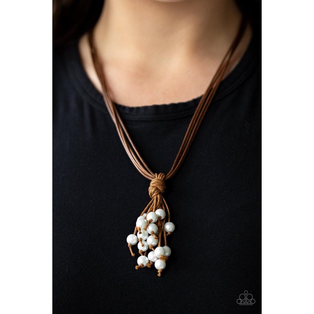 Tassel Trek White Urban Necklace - Paparazzi - Dare2bdazzlin N Jewelry