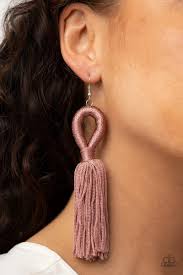 Tassels and Tiaras - Pink Earring - Paparazzi - Dare2bdazzlin N Jewelry