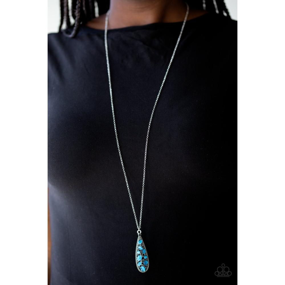 Teardrop Treasure Blue Necklace - Paparazzi - Dare2bdazzlin N Jewelry