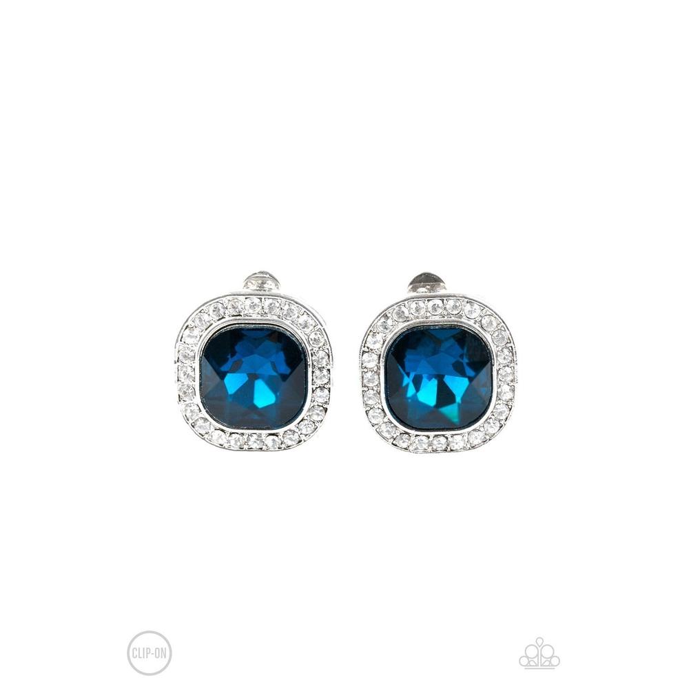 The Frame Game Blue Earring - Paparazzi - Dare2bdazzlin N Jewelry
