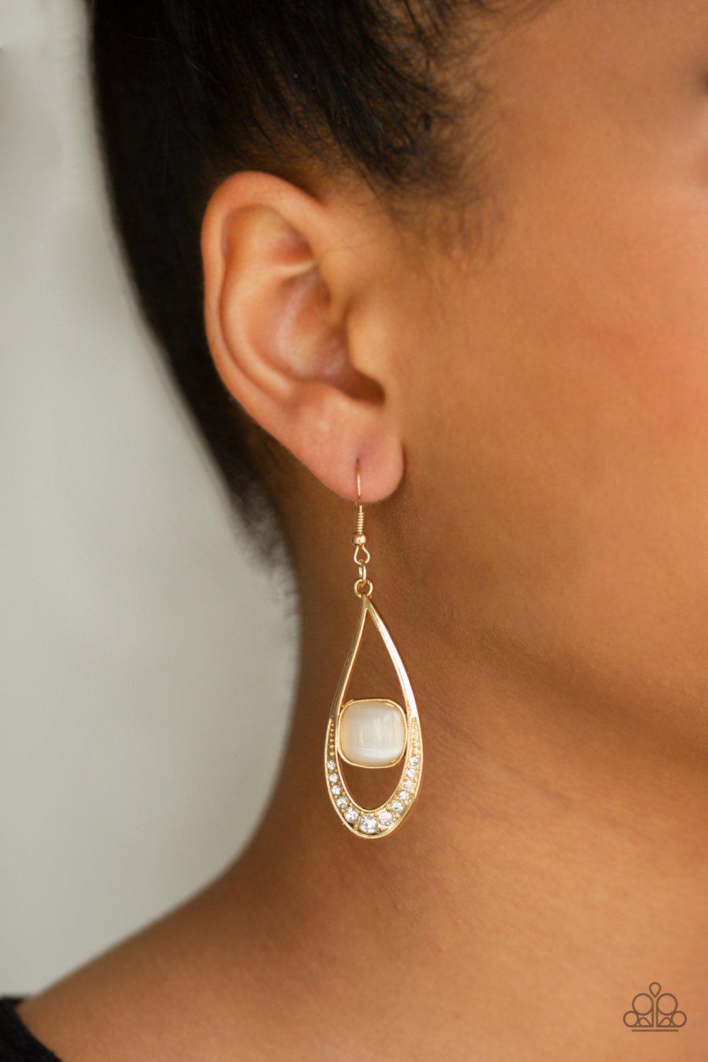 The Greatest GLOW On Earth - Gold Earring - Paparazzi - Dare2bdazzlin N Jewelry
