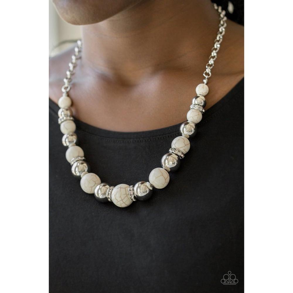 The Ruling Class White Stone Necklace - Paparazzi - Dare2bdazzlin N Jewelry