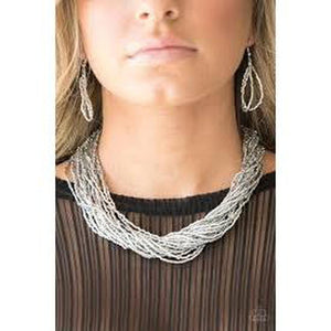 The Speed of Starlight Silver Necklace - Paparazzi - Dare2bdazzlin N Jewelry