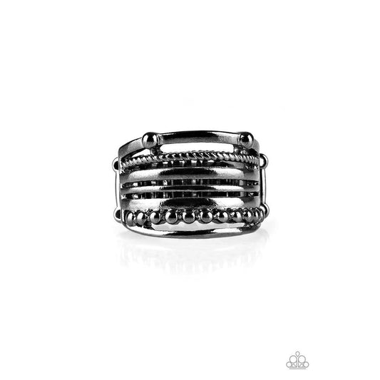 The STEEL of the Night Black Ring - Paparazzi - Paparazzi - Dare2bdazzlin N Jewelry