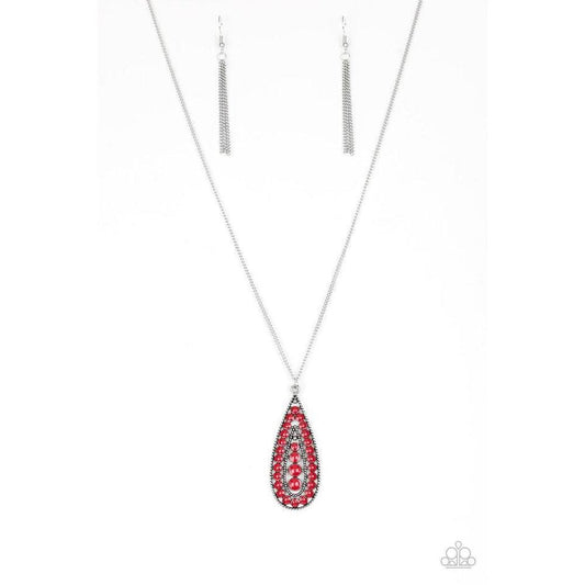 Tiki Tease - Red Necklace - Paparazzi - Dare2bdazzlin N Jewelry