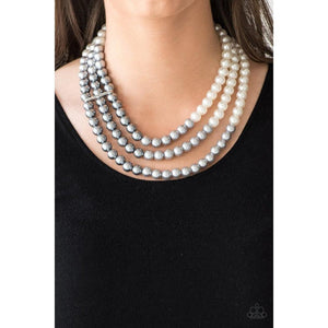 Times Square Starlet Silver/White Necklace - Paparazzi - Dare2bdazzlin N Jewelry