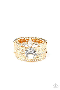 Top Dollar Bling - Gold Ring - Paparazzi - Dare2bdazzlin N Jewelry