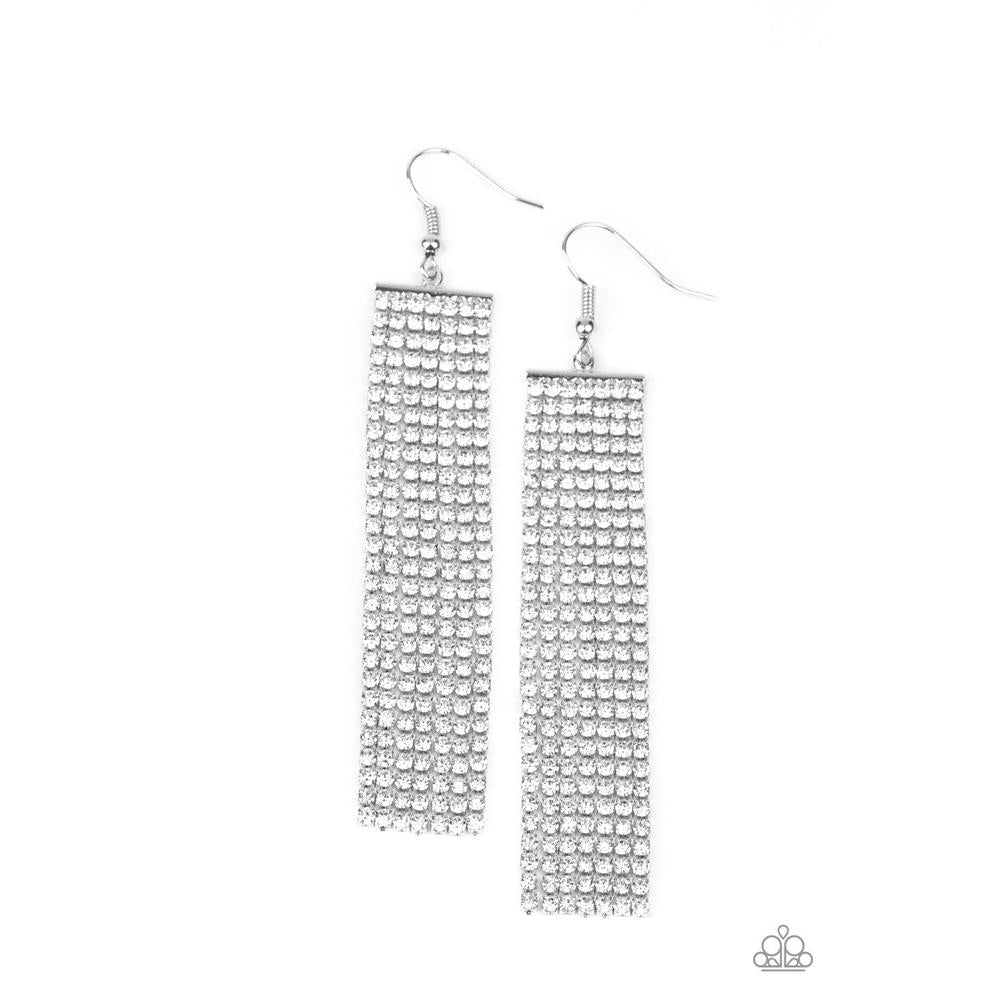 Top-Down Shimmer - White Earrings - Paparazzi - Dare2bdazzlin N Jewelry