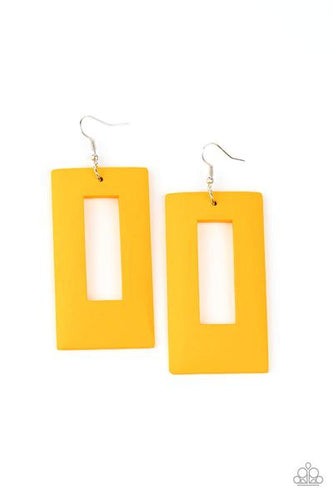 Totally Framed Yellow Earring - Paparazzi - Dare2bdazzlin N Jewelry