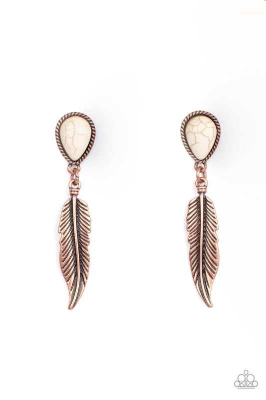 Totally Tran-QUILL - Copper Earring - Paparazzi - Dare2bdazzlin N Jewelry