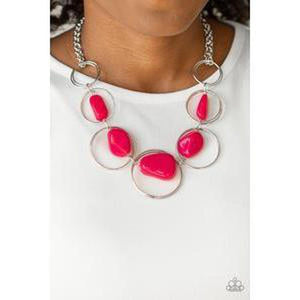 Travel Log Pink Necklace - Paparazzi - Dare2bdazzlin N Jewelry