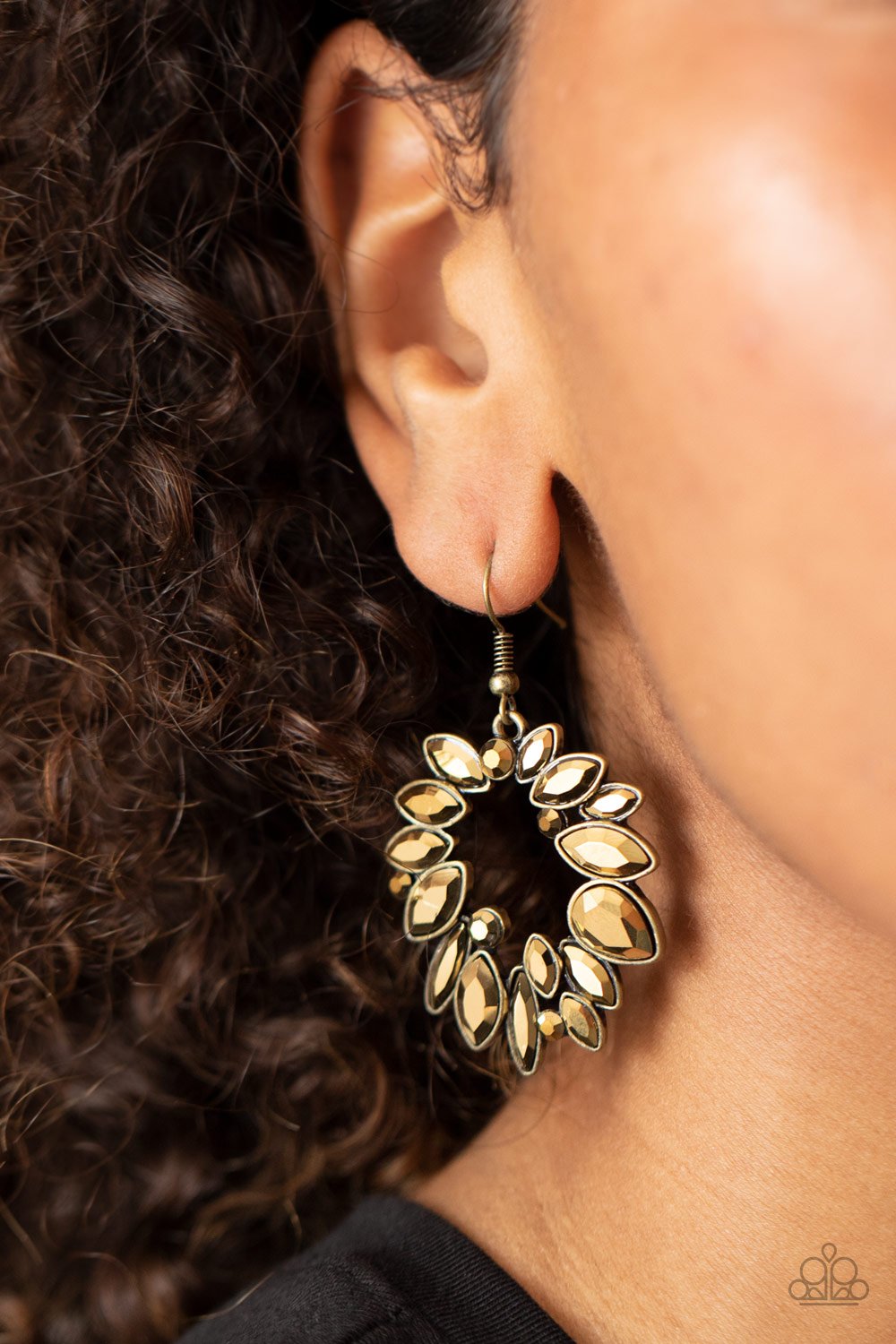 Try as I DYNAMITE - Brass Earring - Paparazzi - Dare2bdazzlin N Jewelry