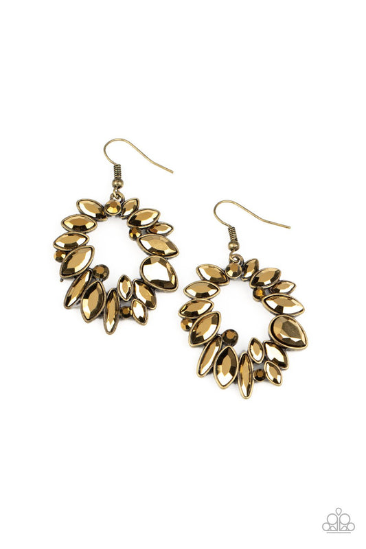Try as I DYNAMITE - Brass Earring - Paparazzi - Dare2bdazzlin N Jewelry