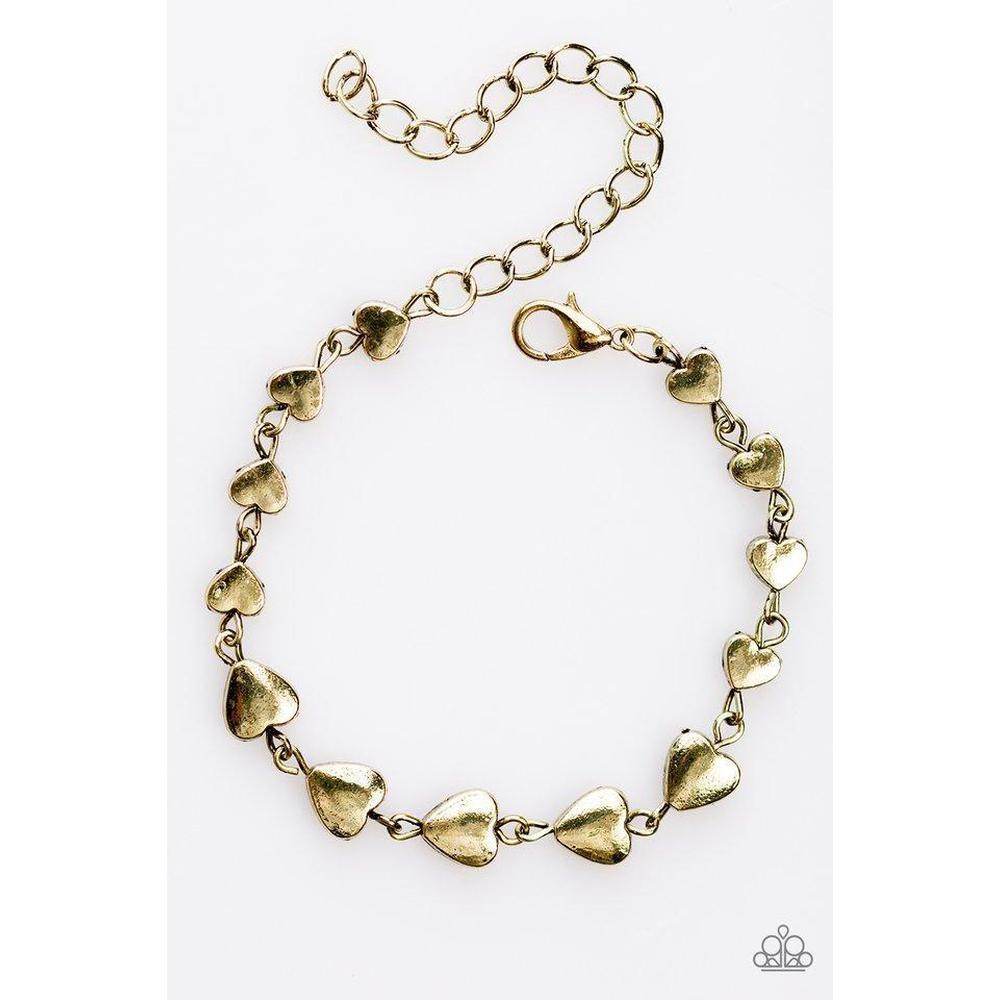 Turn Up The HEARTBEAT - Brass Bracelet - Paparazzi - Dare2bdazzlin N Jewelry