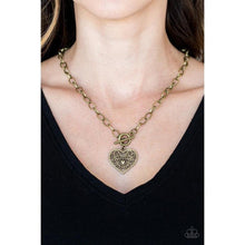 Load image into Gallery viewer, Victorian Romance Brass Necklace - Paparazzi - Dare2bdazzlin N Jewelry
