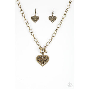 Victorian Romance Brass Necklace - Paparazzi - Dare2bdazzlin N Jewelry
