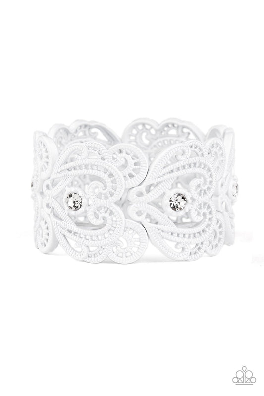 Vintage Romance - White Bracelet - Paparazzi - Dare2bdazzlin N Jewelry