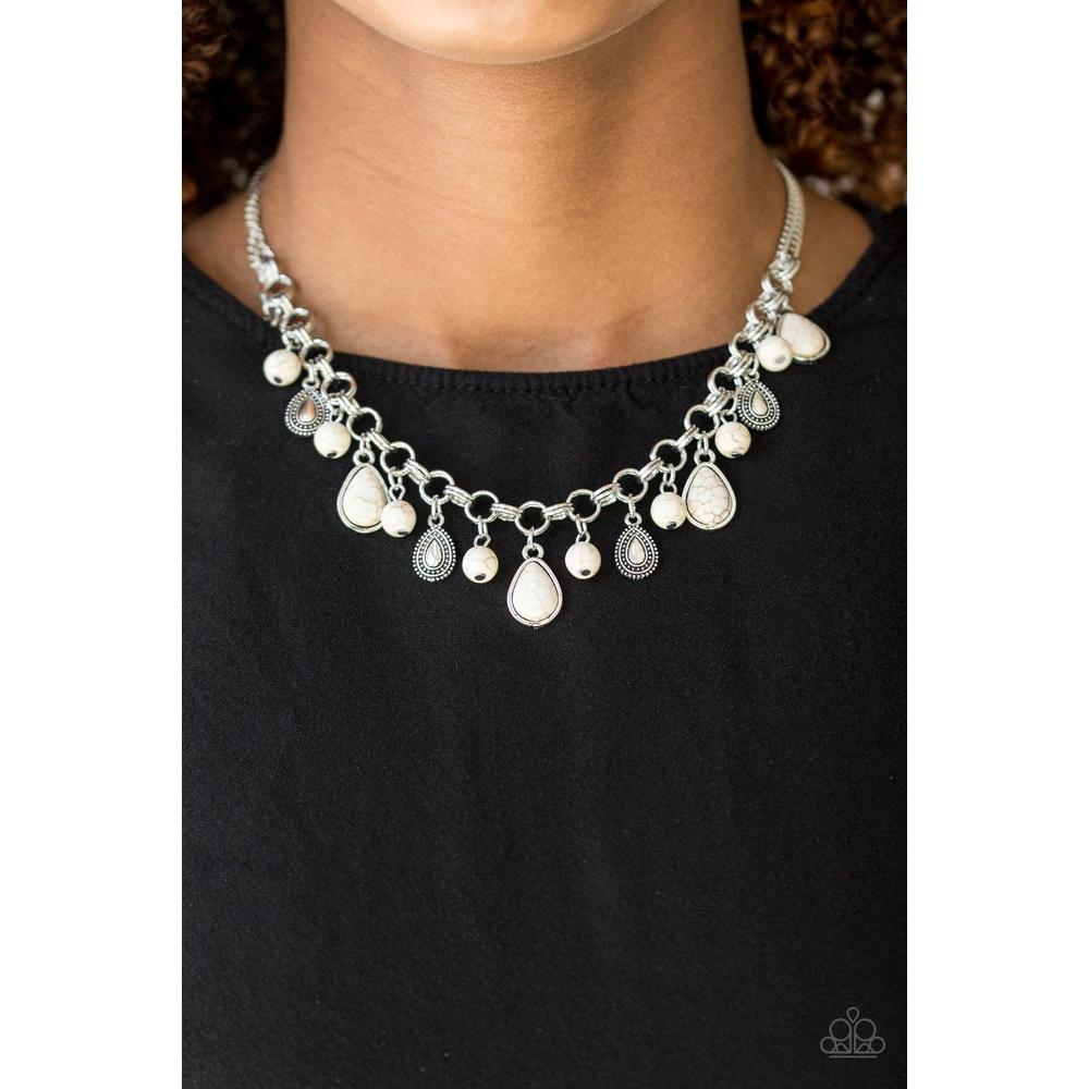 Welcome To Bedrock White Necklace - Paparazzi - Dare2bdazzlin N Jewelry