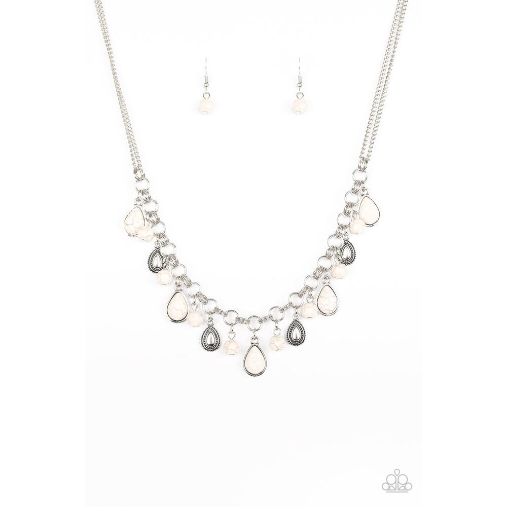 Welcome To Bedrock White Necklace - Paparazzi - Dare2bdazzlin N Jewelry