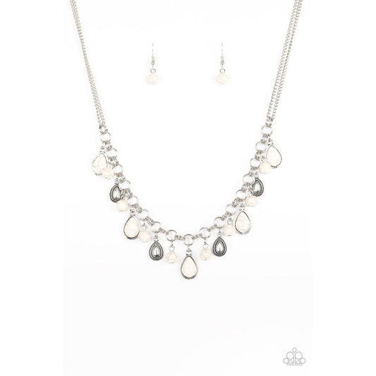 Welcome To Bedrock White Necklace - Paparazzi - Dare2bdazzlin N Jewelry