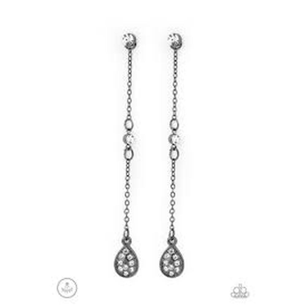 When It REIGNS Black Post Earrings - Paparazzi - Dare2bdazzlin N Jewelry
