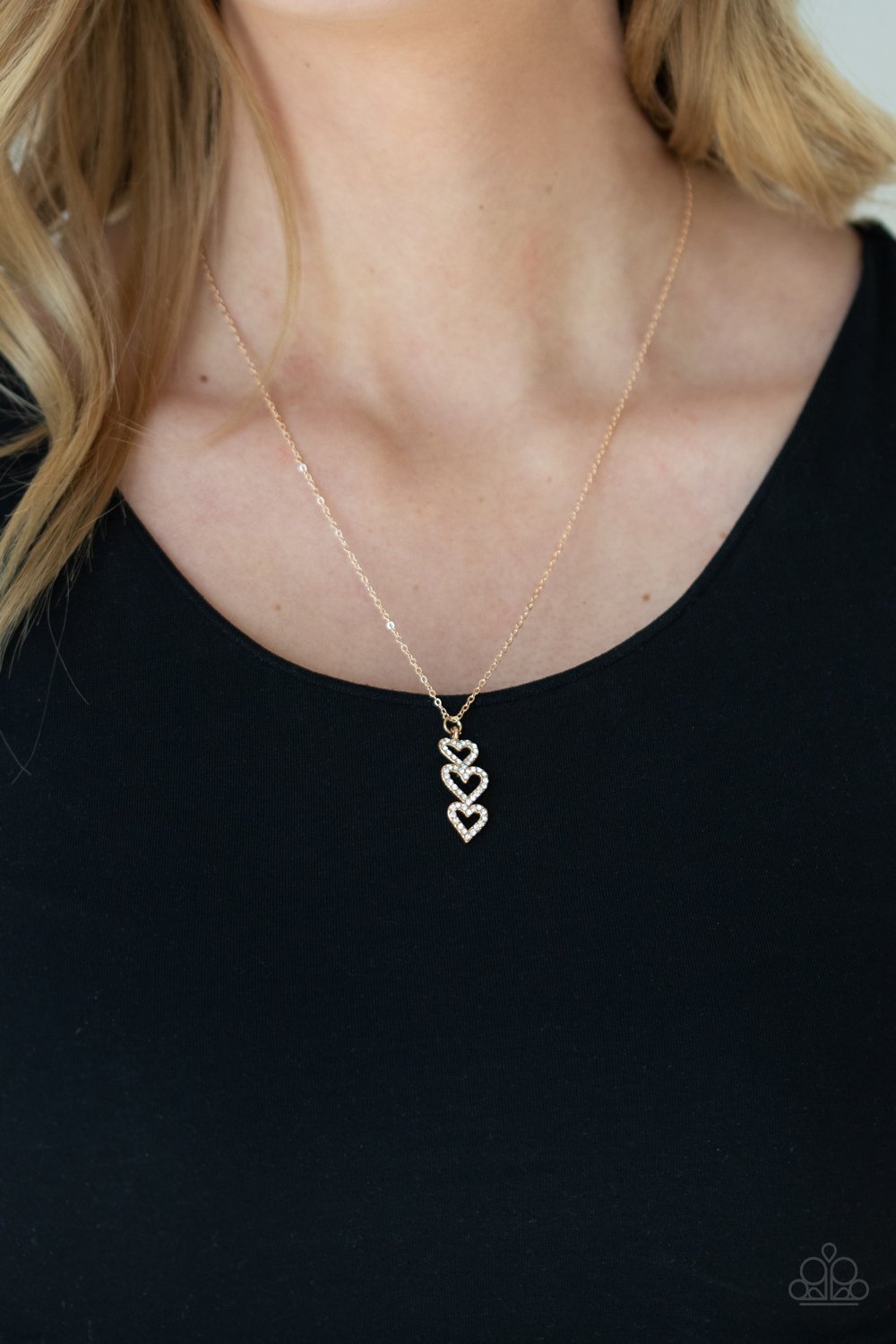 With All Your HEARTS - Gold Necklace - Paparazzi - Dare2bdazzlin N Jewelry