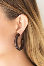 Load image into Gallery viewer, Woodsy Wonder Brown Hoop Earring - Paparazzi - Dare2bdazzlin N Jewelry
