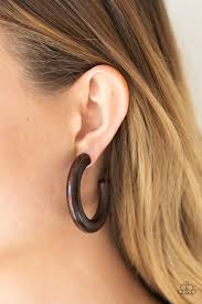 Woodsy Wonder Brown Hoop Earring - Paparazzi - Dare2bdazzlin N Jewelry