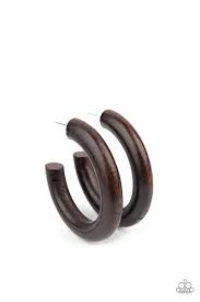 Woodsy Wonder Brown Hoop Earring - Paparazzi - Dare2bdazzlin N Jewelry