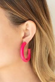 Woodsy Wonder Pink Hoop Earring - Paparazzi - Dare2bdazzlin N Jewelry